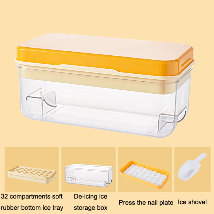 Household Large Capacity Silicone Press Ice Cube Mold, Style: 32 Grid (Yellow)