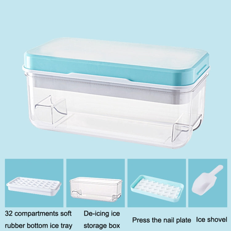 Household Large Capacity Silicone Press Ice Cube Mold, Style: 32 Grid (Blue)