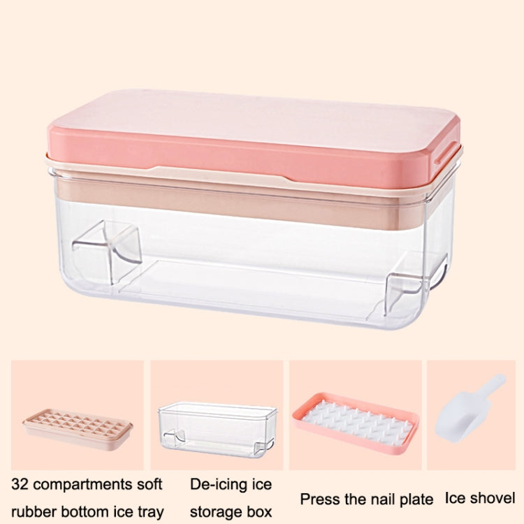 Household Large Capacity Silicone Press Ice Cube Mold, Style: 32 Grid (Pink)