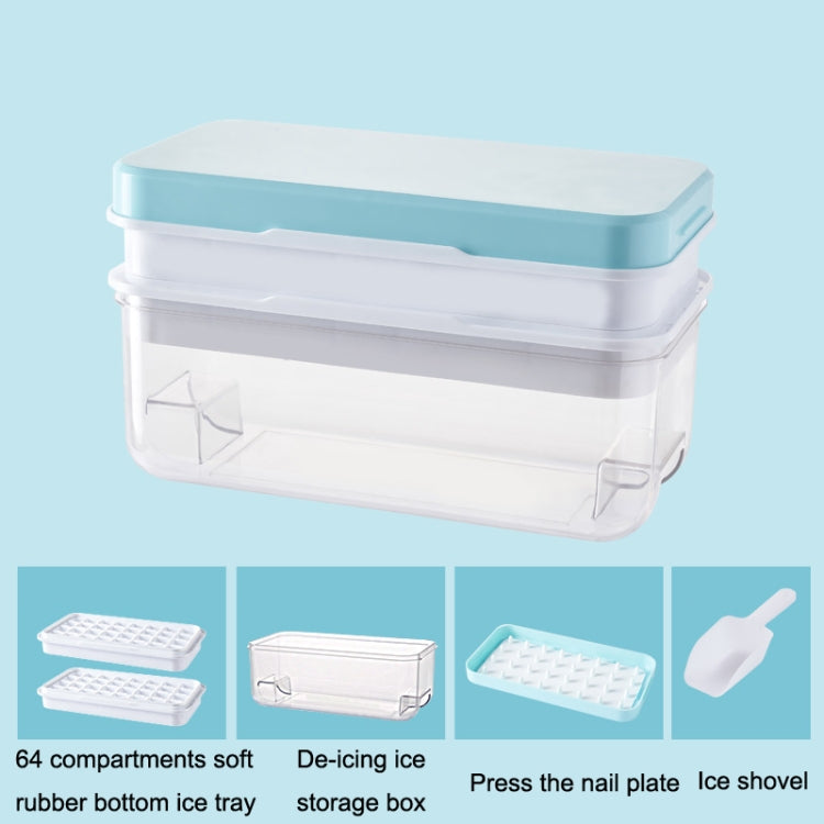 Household Large Capacity Silicone Press Ice Cube Mold, Style: 64 Grid (Blue)