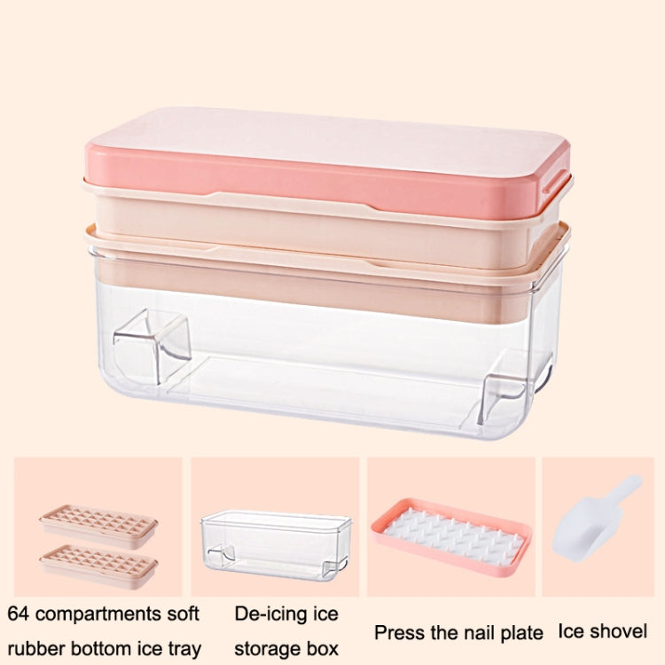 Household Large Capacity Silicone Press Ice Cube Mold, Style: 64 Grid (Pink)