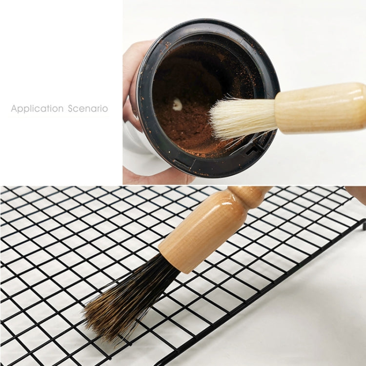 2 PCS Wooden Handle Coffee Grinding Brush Barbecue Brush Pig Bristle Cleaning Brush