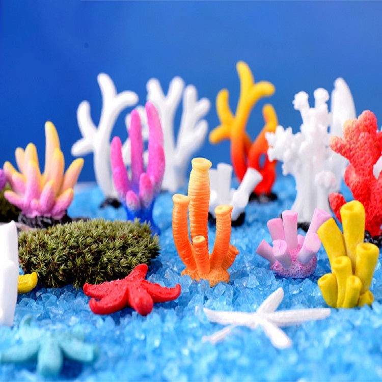 10 PCS Simulation Resin Coral Aquarium Fish Tank Small Ornaments, Colour: No. 6 White