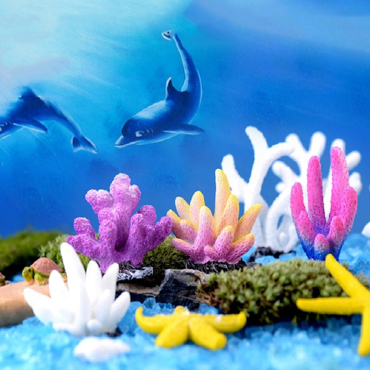 10 PCS Simulation Resin Coral Aquarium Fish Tank Small Ornaments, Colour: No. 6 White