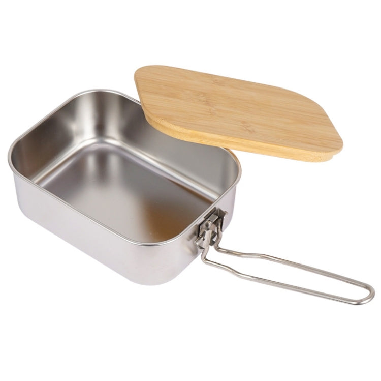 Outdoor Bamboo Wood Cover 304 Stainless Steel Lunchbox, Style: Box