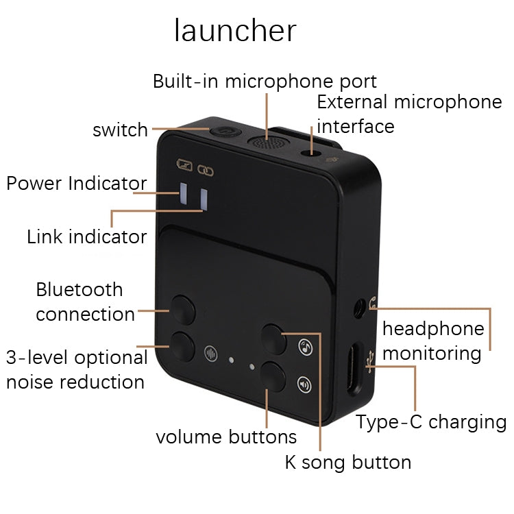 Bluetooth Reverbea Noise Reduction Recording Mini Portable Interview Mobile Live Equipment