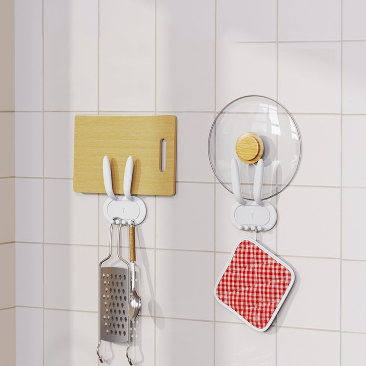 Cute Rabbit Ears Multi-functional Wall-mounted Storage Rack Paste Free Punch Hanger