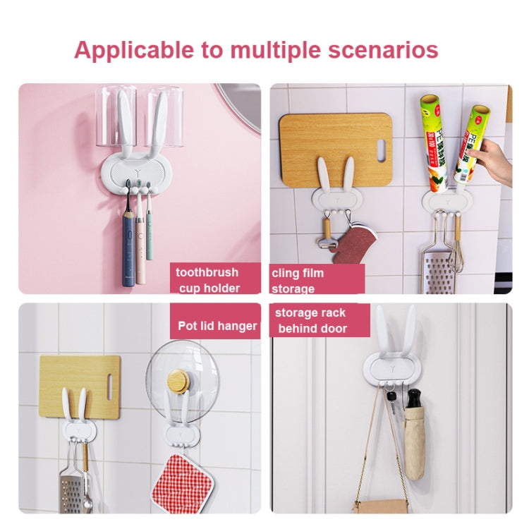 Cute Rabbit Ears Multi-functional Wall-mounted Storage Rack Paste Free Punch Hanger