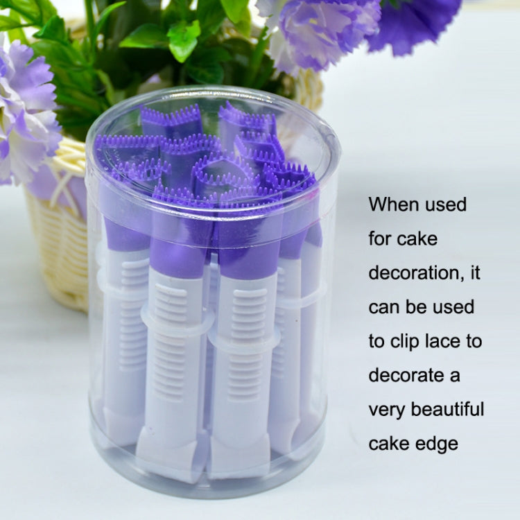 2 Sets Plastic Lace Clip Fondant Cake Shape Baking Tool Set(White Purple)