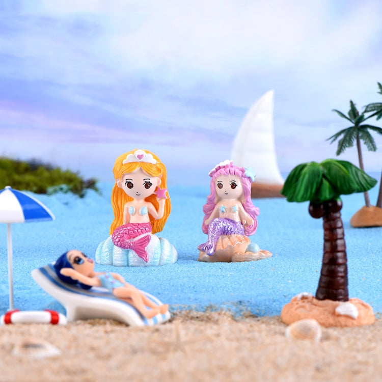 10 PCS Beach Ocean Series Resin Craft Ornament Mermaid 1