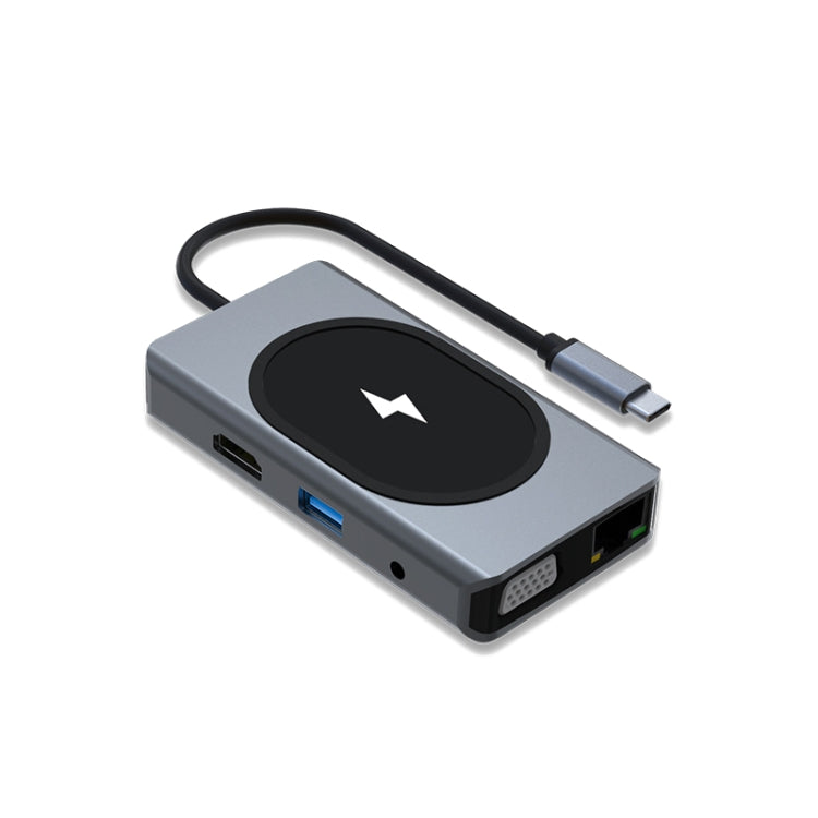 9 In 1 Wireless Charging Docking Hub( Gray)