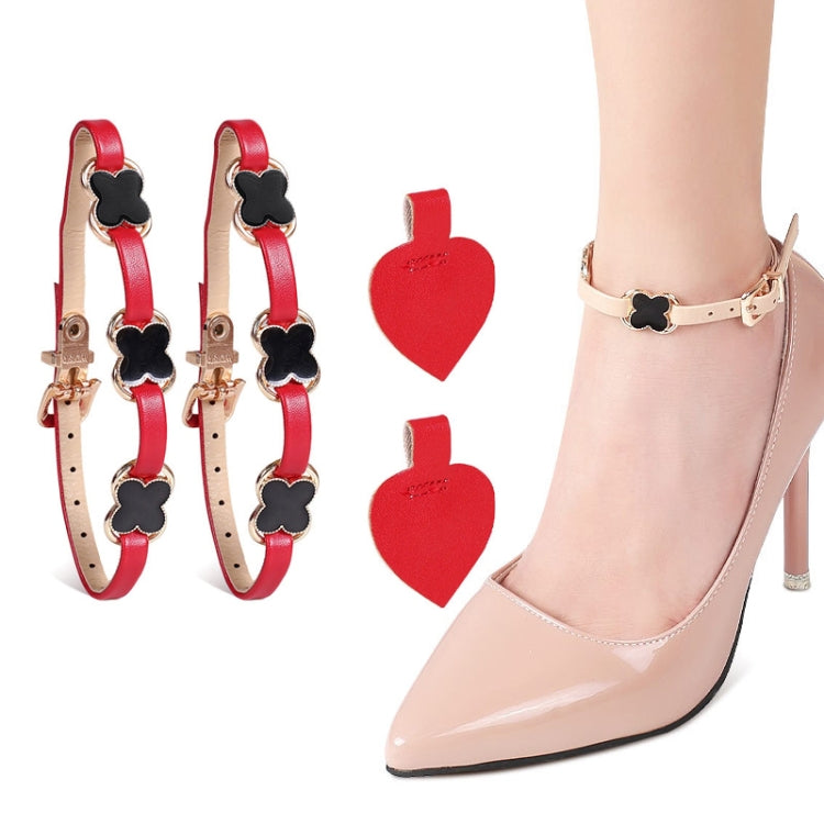 2 Pairs High Heel Shoes Prevent Heel Drop Shoelaces Four-Leaf Grass Shoelace Buckle