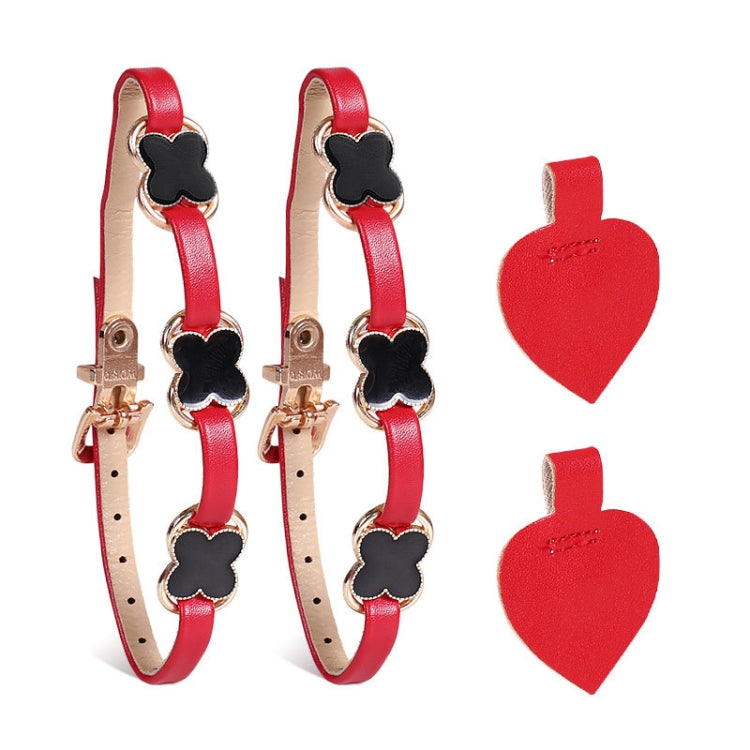 2 Pairs High Heel Shoes Prevent Heel Drop Shoelaces Four-Leaf Grass Shoelace Buckle