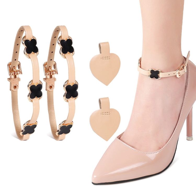 2 Pairs High Heel Shoes Prevent Heel Drop Shoelaces Four-Leaf Grass Shoelace Buckle