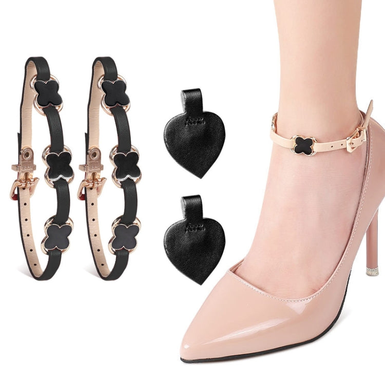 2 Pairs High Heel Shoes Prevent Heel Drop Shoelaces Four-Leaf Grass Shoelace Buckle
