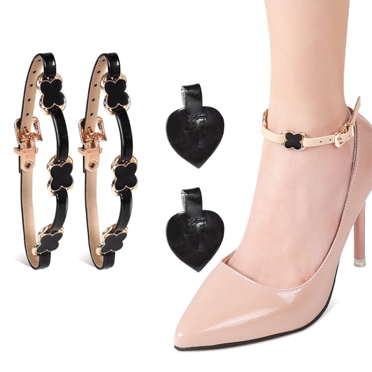 2 Pairs High Heel Shoes Prevent Heel Drop Shoelaces Four-Leaf Grass Shoelace Buckle