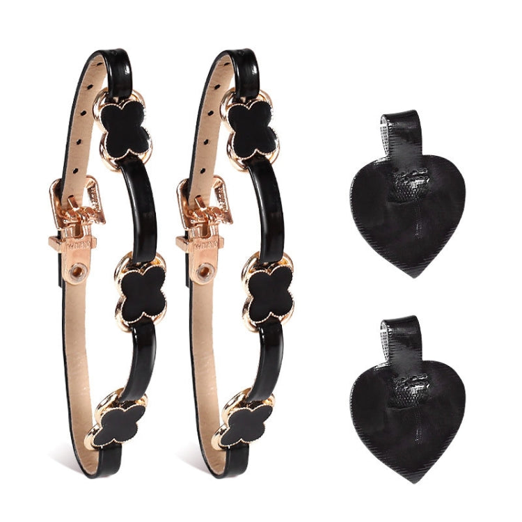 2 Pairs High Heel Shoes Prevent Heel Drop Shoelaces Four-Leaf Grass Shoelace Buckle