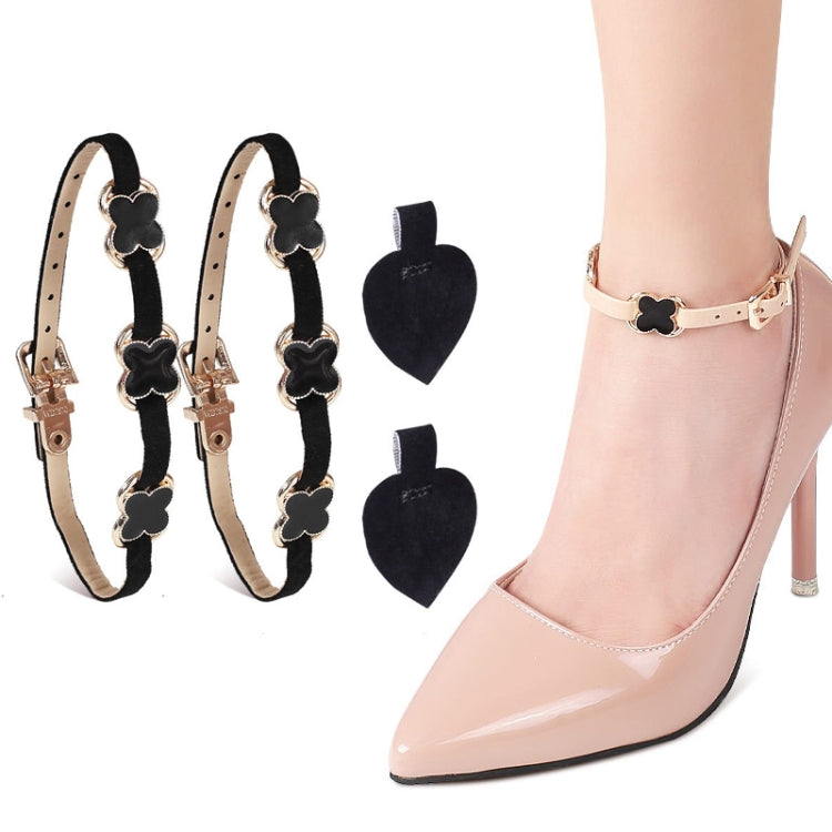 2 Pairs High Heel Shoes Prevent Heel Drop Shoelaces Four-Leaf Grass Shoelace Buckle