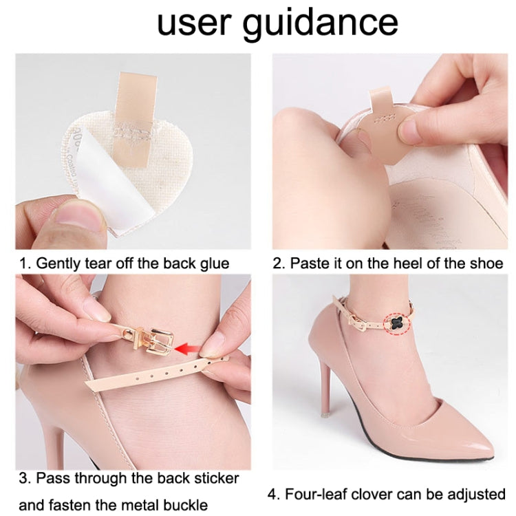 2 Pairs High Heel Shoes Prevent Heel Drop Shoelaces Four-Leaf Grass Shoelace Buckle