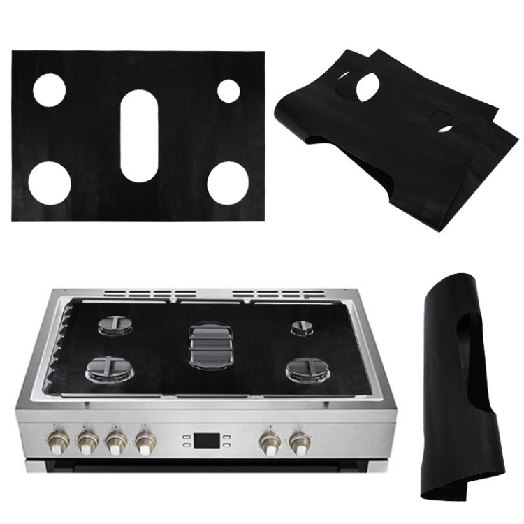 Gas Stove 5-hole Oil-proof Pad Teflon Protective Cover Anti-dirty Pad, Size: 0.2mm(Black)