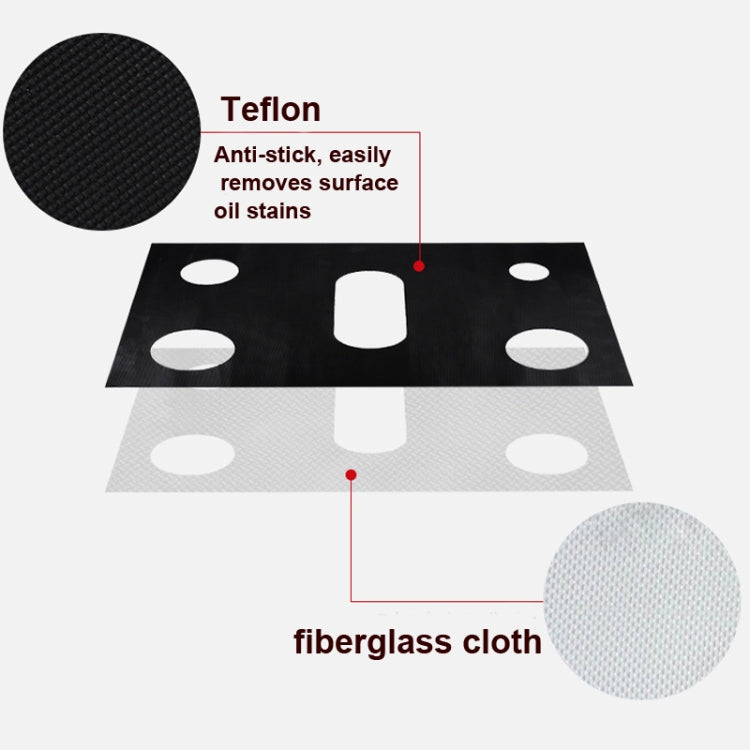 Gas Stove 5-hole Oil-proof Pad Teflon Protective Cover Anti-dirty Pad, Size: 0.2mm(Black)