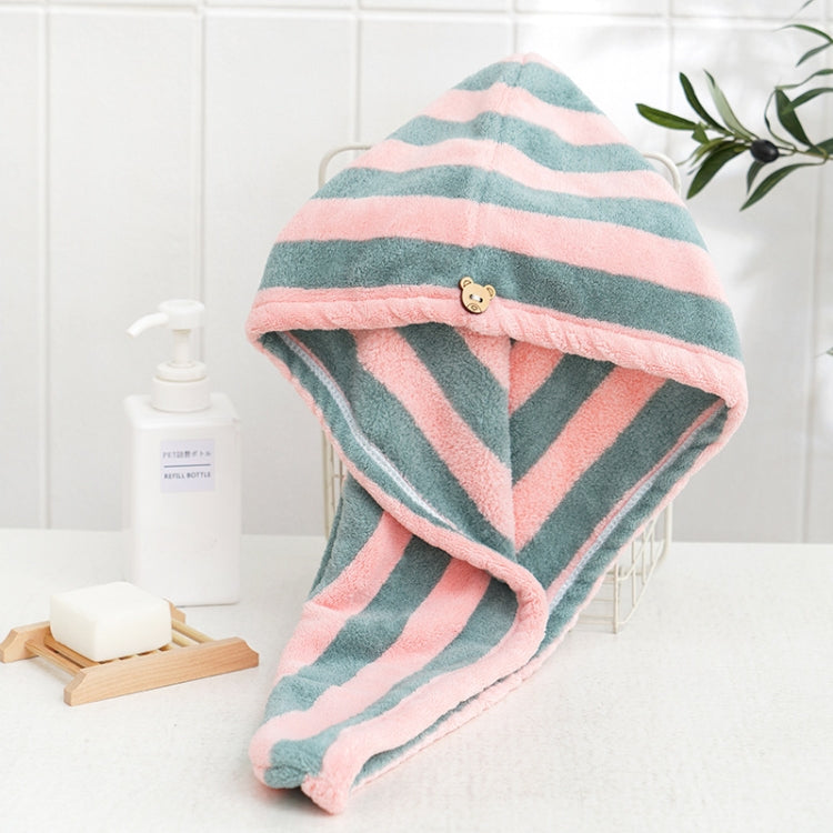 2 PCS Coral Fleece Striped Hair Drying Cap Quick-drying Towel, Colour: Single Layer  Gray