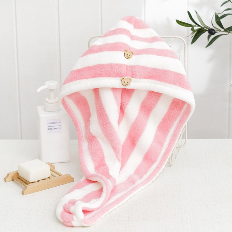 2 PCS Coral Fleece Striped Hair Drying Cap Quick-drying Towel, Colour: Double Layer White