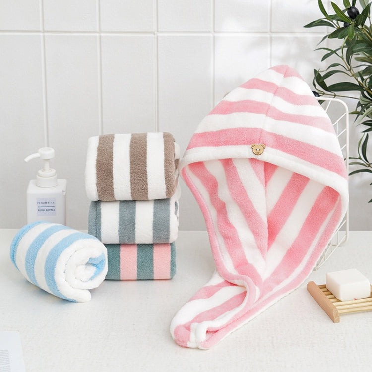 2 PCS Coral Fleece Striped Hair Drying Cap Quick-drying Towel, Colour: Double Layer White