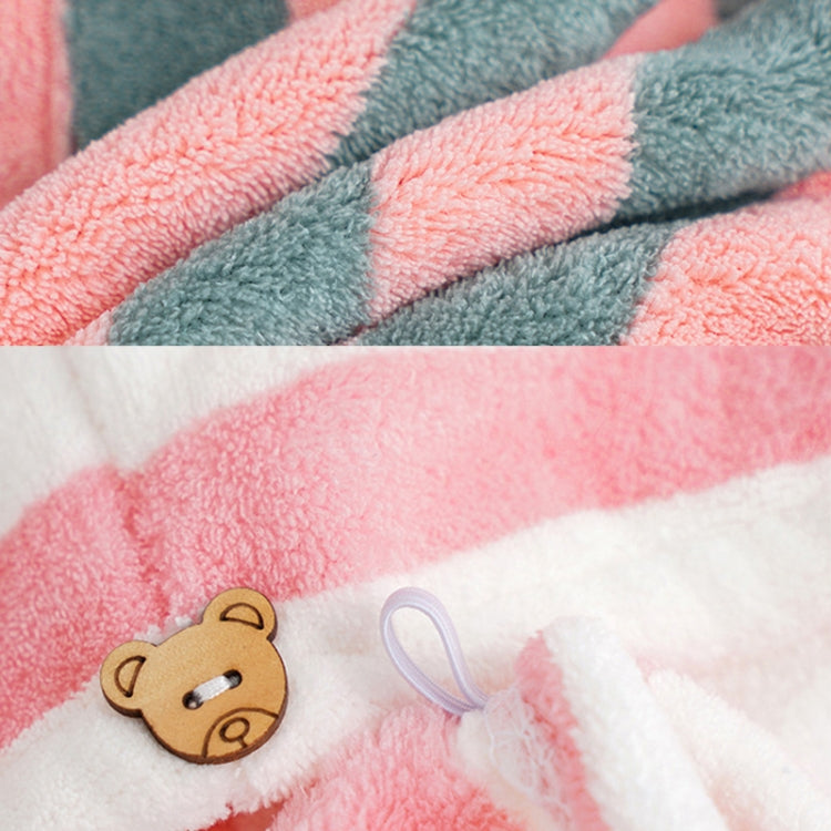 2 PCS Coral Fleece Striped Hair Drying Cap Quick-drying Towel, Colour: Double Layer White