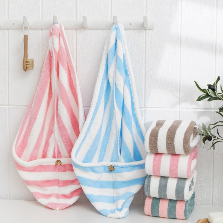 2 PCS Coral Fleece Striped Hair Drying Cap Quick-drying Towel, Colour: Double Layer White