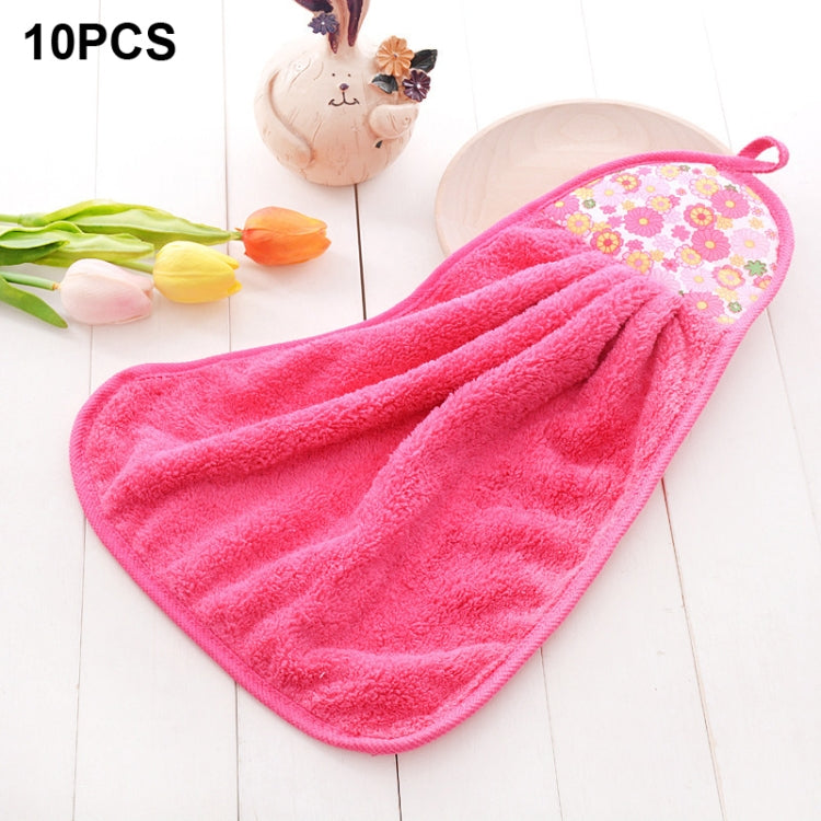 10 PCS Kitchen Hand Towel Absorbent Coral Fleece Thickened Rag
