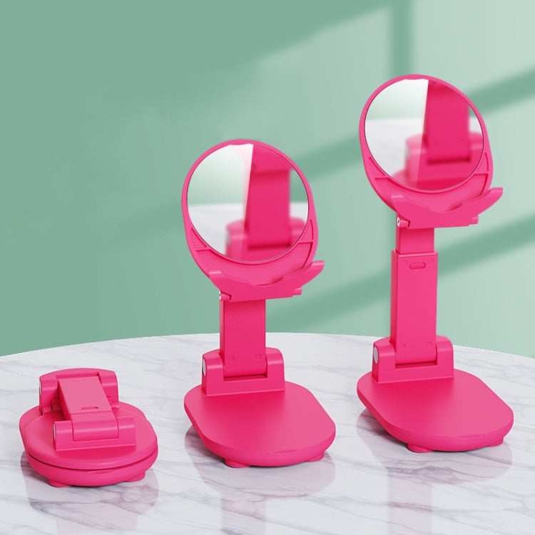 T1 Home Desktop Mobile Phone Selfie Live Broadcast Bracket, Colour: Rose Red With Mirror