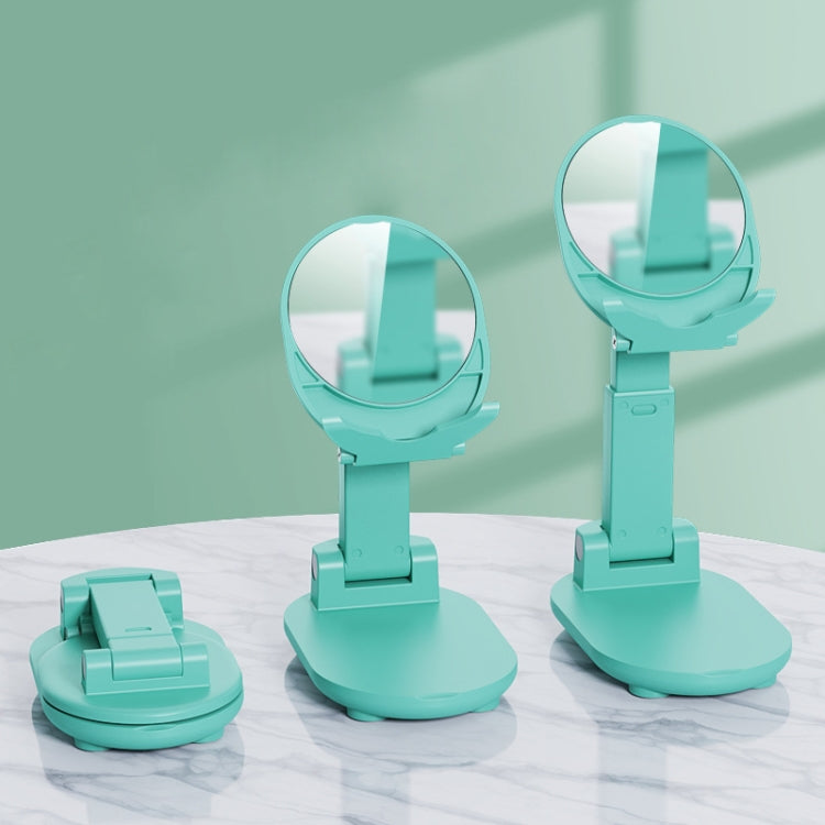 T1 Home Desktop Mobile Phone Selfie Live Broadcast Bracket, Colour: Blue Green With Mirror
