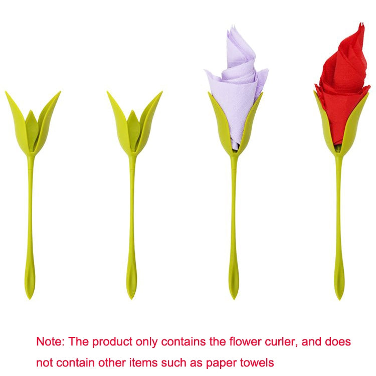 2 Sets Home Table Plate Origami Rose Decoration Napkin Curler(Green)