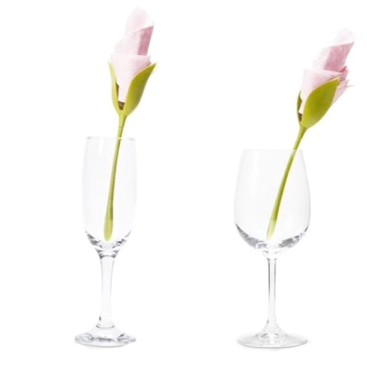 2 Sets Home Table Plate Origami Rose Decoration Napkin Curler(Green)