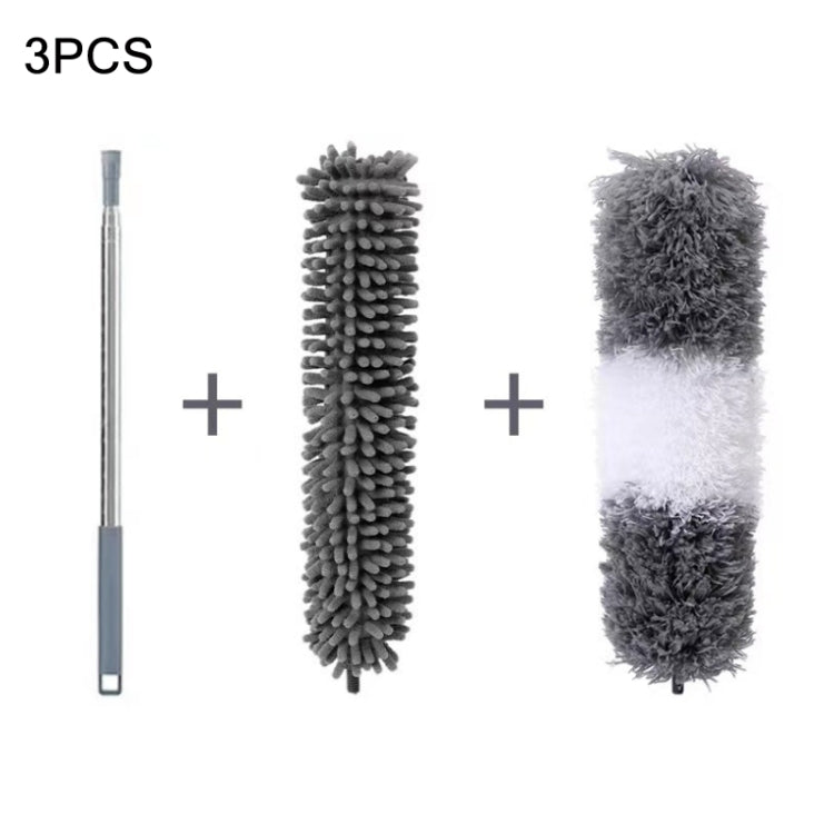 2.5m Retractable One Rod Multi-head Cleaning Tool Set Pole+Schnaute+Gray-white Head