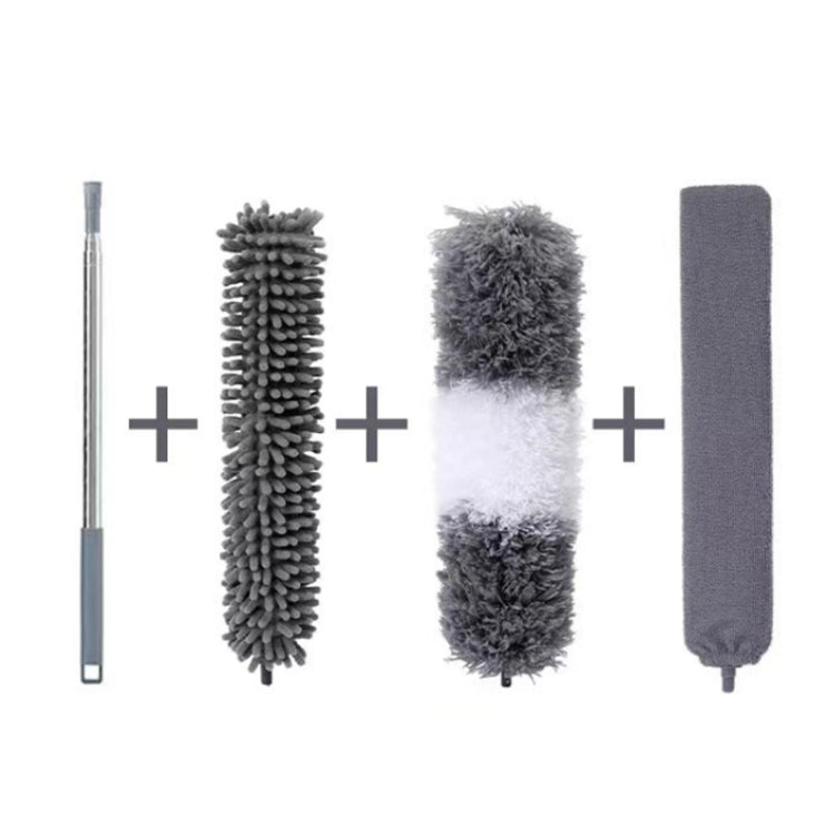 2.5m Retractable One Rod Multi-head Cleaning Tool Set Pole+Schnaute+Gray-white Head+Slit Brush