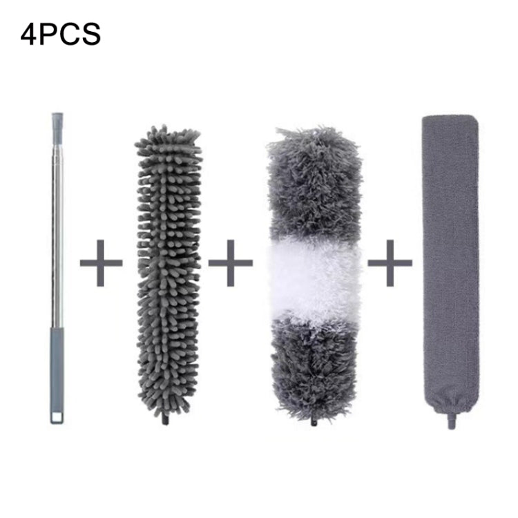 2.5m Retractable One Rod Multi-head Cleaning Tool Set Pole+Schnaute+Gray-white Head+Slit Brush