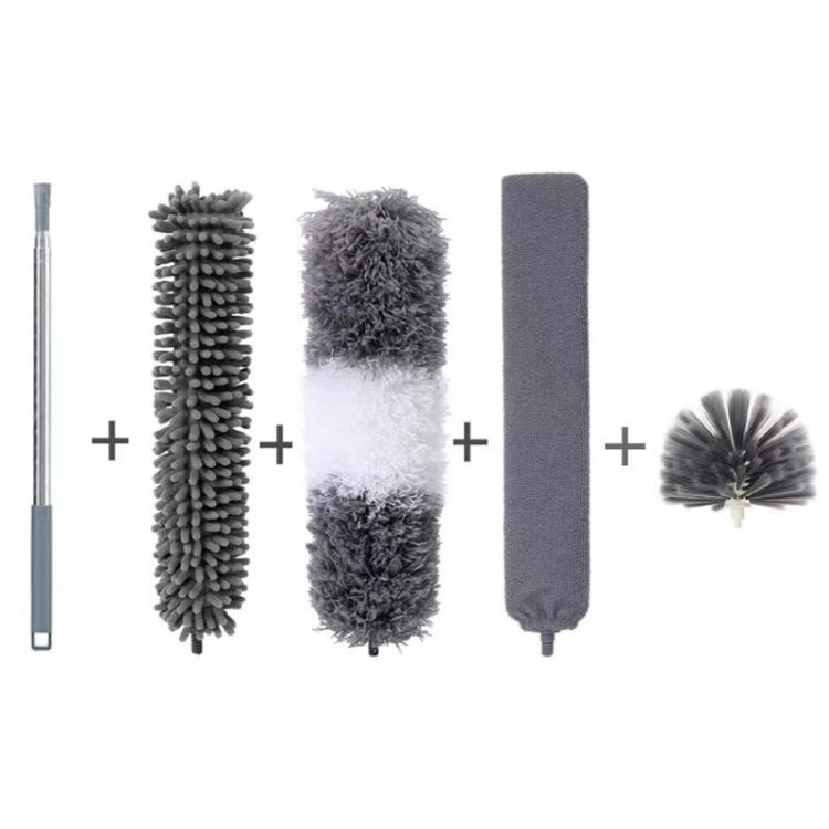 2.5m Retractable One Rod Multi-head Cleaning Tool Set Pole+Schnaute+Slit Brush+Gray-white Head+Sky Brush