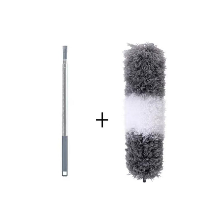 2.5m Retractable One Rod Multi-head Cleaning Tool Set Pole+Gray-white Head