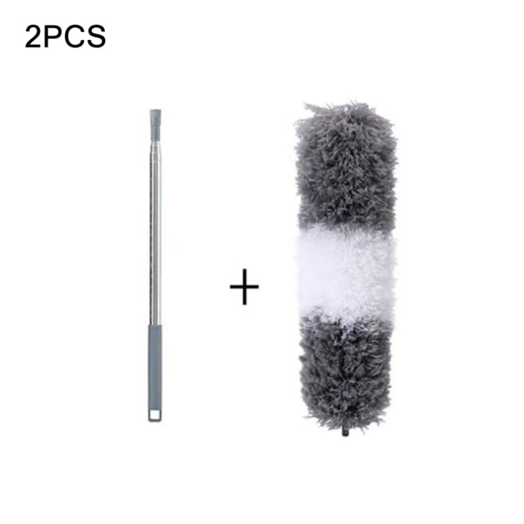 2.5m Retractable One Rod Multi-head Cleaning Tool Set Pole+Gray-white Head