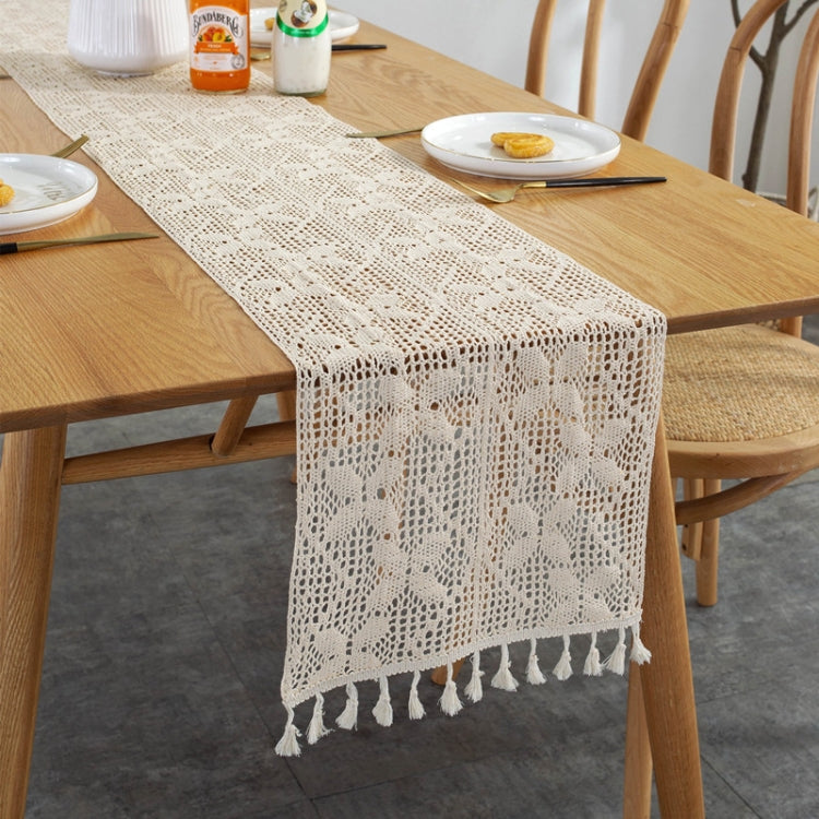 Widened And Stitched Rustic Knitted Hollow Tablecloth, Size: 30x180cm
