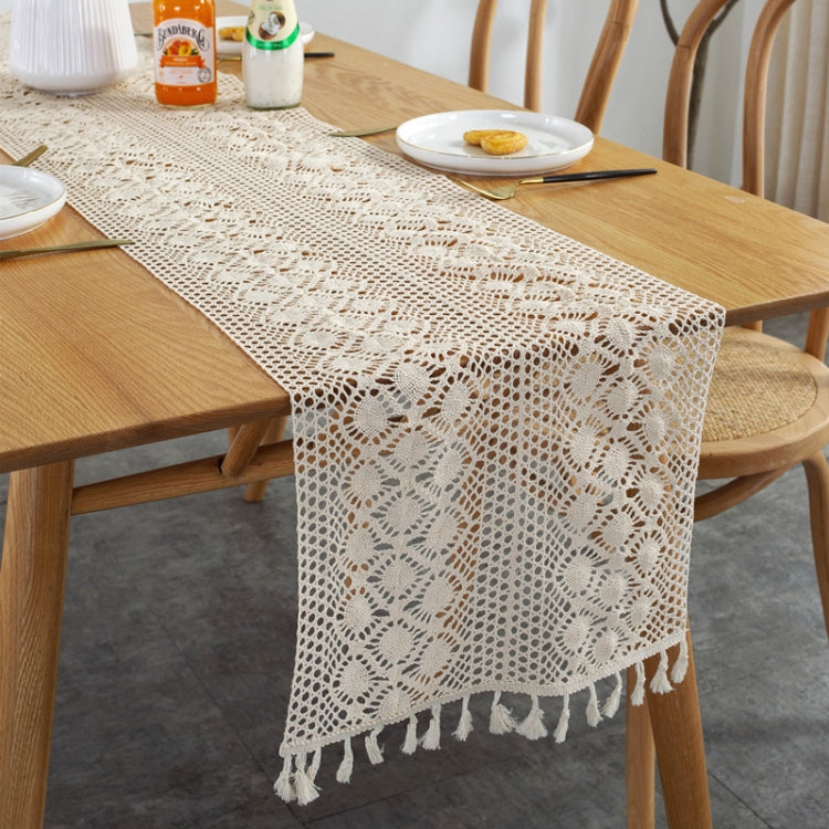 Widened And Stitched Rustic Knitted Hollow Tablecloth, Size: 30x180cm