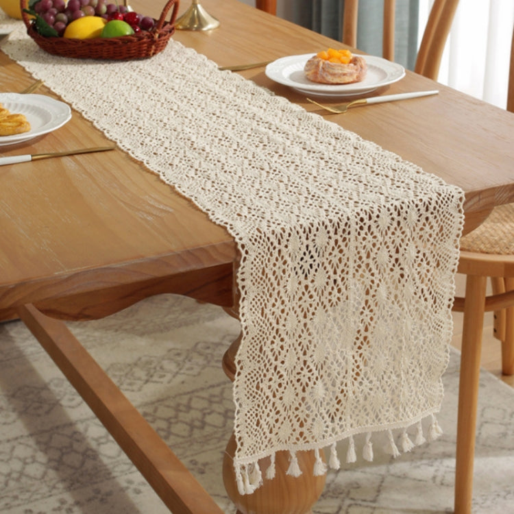 Widened And Stitched Rustic Knitted Hollow Tablecloth, Size: 30x180cm