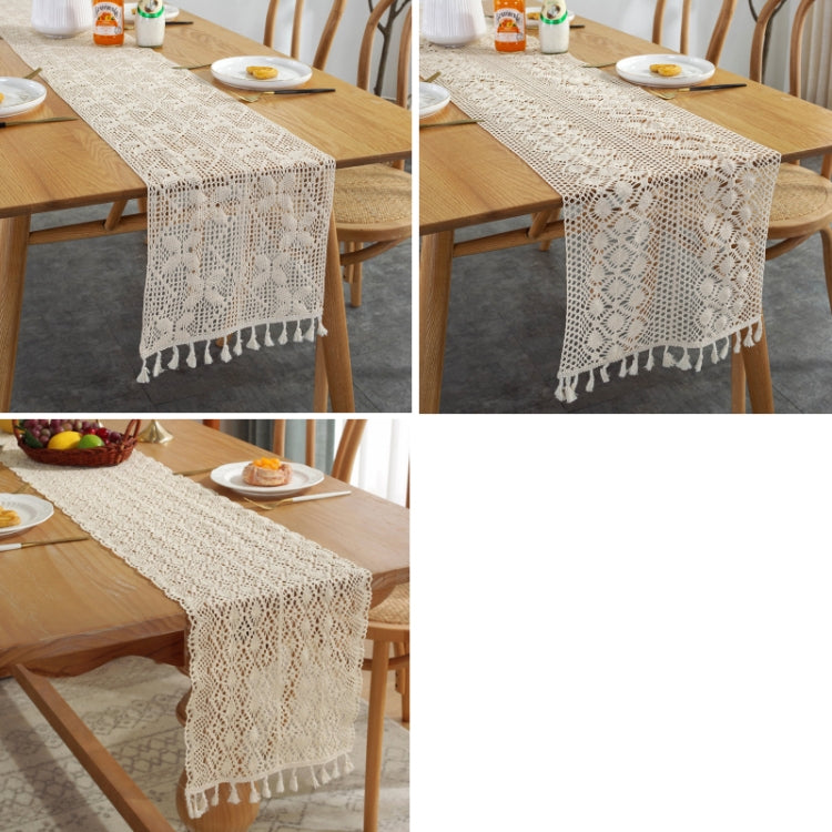 Widened And Stitched Rustic Knitted Hollow Tablecloth, Size: 30x180cm