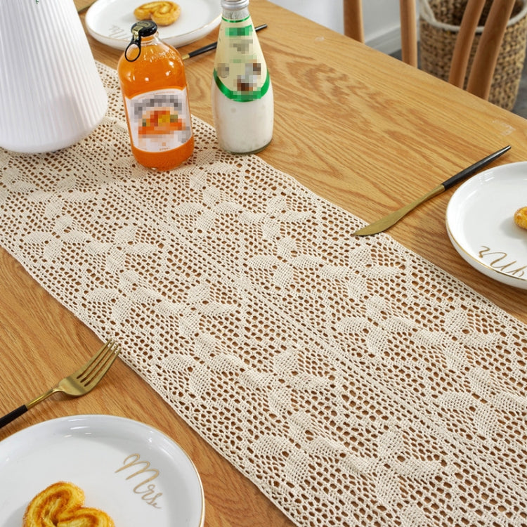 Widened And Stitched Rustic Knitted Hollow Tablecloth, Size: 30x180cm