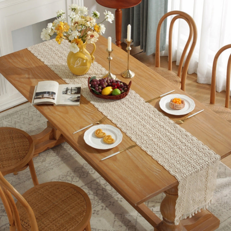 Widened And Stitched Rustic Knitted Hollow Tablecloth, Size: 30x180cm