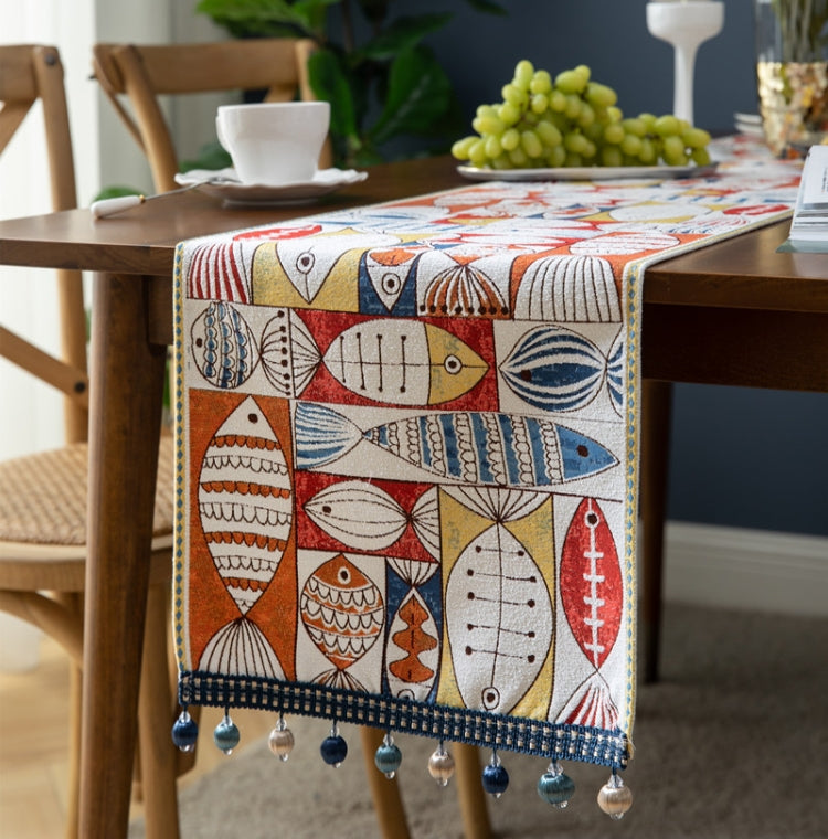 Home Chenille Polyester Tassel Table Runner, Size: 33x180cm(Surplus Every Year)