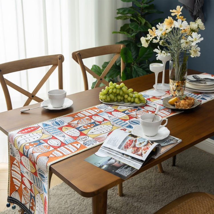 Home Chenille Polyester Tassel Table Runner, Size: 33x260cm(Surplus Every Year)