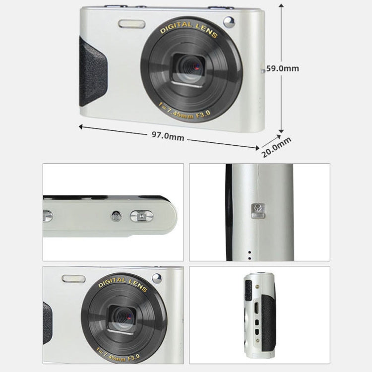C8 4K  2.7-inch LCD Screen HD Digital Camera Retro Camera,Version: 48W Upgraded Version Black
